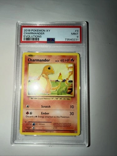 Charmander 9 108 2016 Pokemon XY Mint PSA 9 Evolutions Card Scratched Plastic