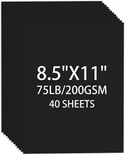 Cardstock 8.5 X 11, 40 Sheets Black Card Stock, 75lb/ 200gsm Copy Paper, Cardsto