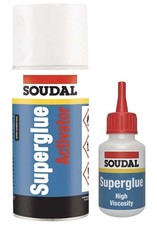 1 x Soudal Set of 50g High Viscosity Superglue and 200ml Activator