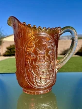 Large VTG Imperial Glass Iridescent Marigold Carnival 8 5/8" Windmill Pitcher