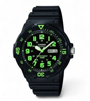 Casio Men's Analog Dive Watch MRW200H-3BV Black Neon Green 100M New