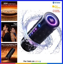 Portable Bluetooth Speaker IPX7 Waterproof 20W Bass 24H Playtime LED TWS Party