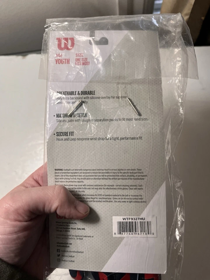 Guantes receptores juveniles elásticos con logotipo del equipo Wilson NFL Houston Texans talla única Foto 3 de 3