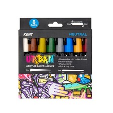 Kent Urban Acrylic Paint Markers Neutral Set   Pack of 8 Multi-Surface Pens