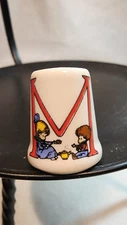 Vintage Souvenir Thimble, Kids Tea Party, "M"