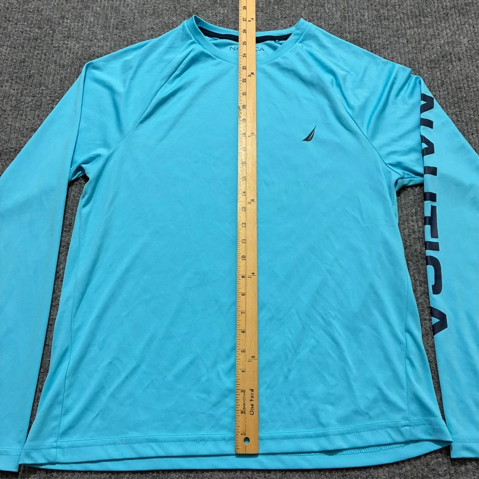 Camisa de manga larga Nautica para hombre talla M azul calce clásico UPF que absorbe la humedad Foto 2 de 4