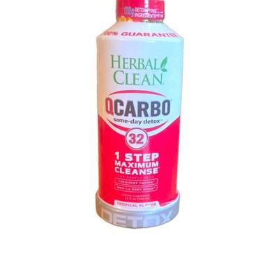 Herbal Clean QCARBO32 1-Step Detox Drink, Tropical Flavor, 32 fl oz