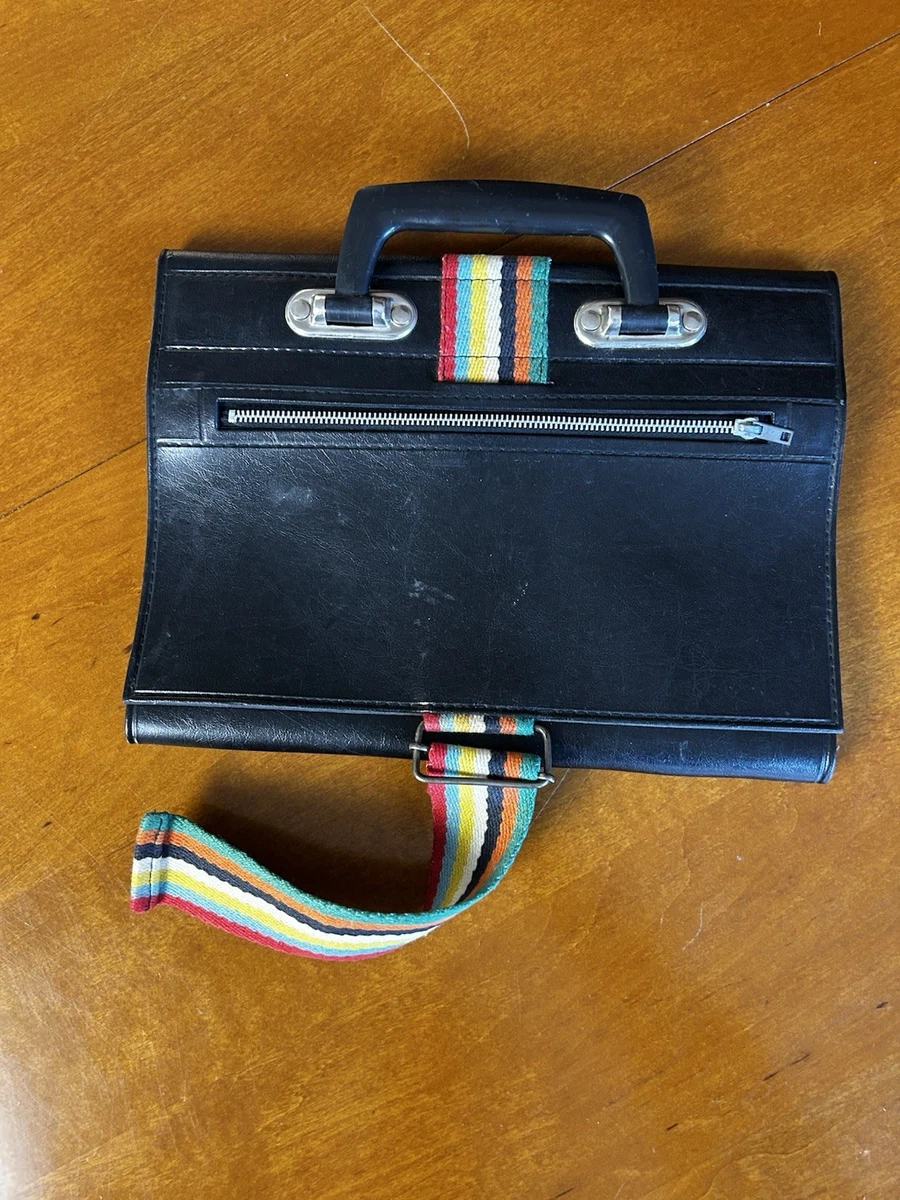 Vintage 70s Architectural Portfolio Folder Bag - Rainbow Strap - Spirex Zip