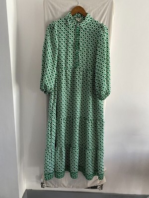 Max Studio Maxikleid grün gemustert 3/4 Arm Größe S