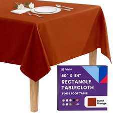 Rectangle Tablecloth - 60 x 84 Inch Burnt Orange Table Cloth for 5 Foot Recta...