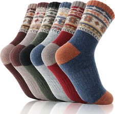 Kids Merino Wool Hiking Socks Thermal Winter Warm Thick Crew Socks 6 Pairs