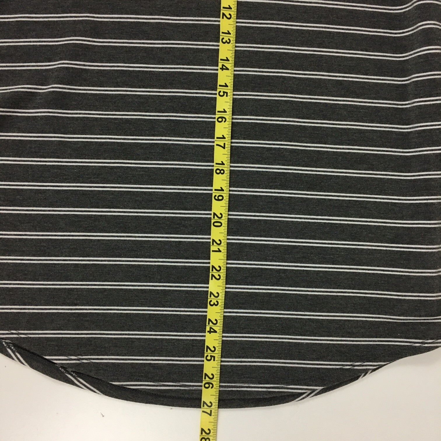 Ethereal by Paper Crane Tunic Top Tab Sleeves Side Slits Striped Grey Women's S