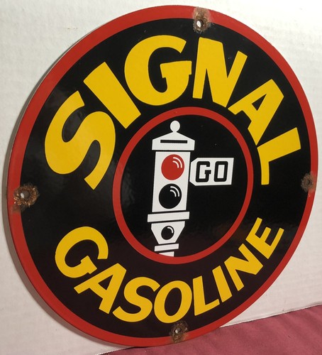VINTAGE SIGNAL BENZIN PORZELLAN TANKSTELLENSCHILD BAHNHOFSSCHILD MOTORÖL - Bild 2 von 6