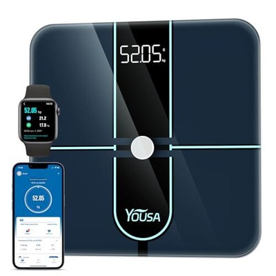 YOUSA Digital Scale for Body Weight High Accuracy 4 Electrode(Small Size) Black