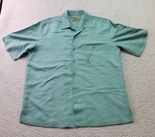 Caribbean Cocktails Pineapple Button Down Shirt Men's MEDIUM Green Short Sleeve