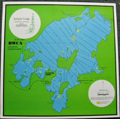 Ely, MN  -  Snowbank Lake Depth Map  -  Jackpine Lodge