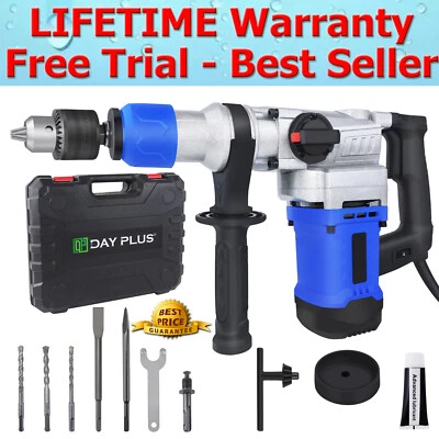 DAY PLUS® Electric Rotary Jack Hammer Drill Impact Demolition Breaker SDS Plus Bit 1800w