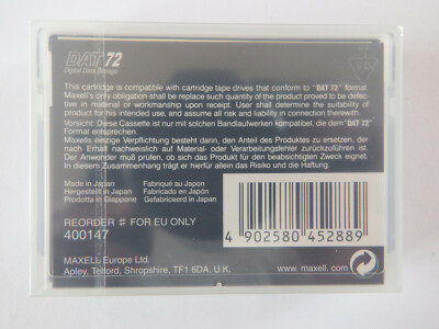 Maxell DAT72 / DAT 72 Data Tape/Cartridge 36/72GB 4mm 400147 NEW