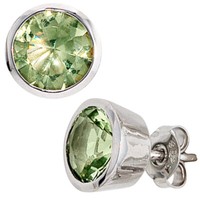 "Jobo\"28716\"Ohrstecker Rund 925 Sterling Silber Rhodiniert 2 Zirkonia GrüN Ohrrin"