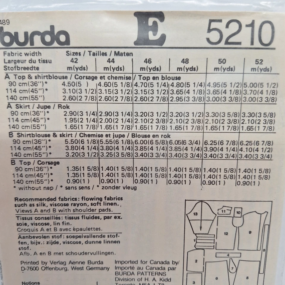 Burda 5210 Misses Jacket Skirt Top Sz 16 - 26 Pattern Uncut FF OOP - Image 3 of 4