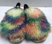 New Women's Ugg Fluff Yeah Pride Rainbow Slingback Slipper Sandals 6
