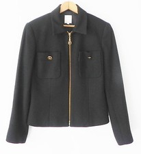 Nm Essentials Blazer/jacket Full Zippered Textured Black Wool Blend Size 6
