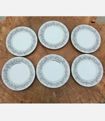 SANGO Florentine 7.5'' Salad Plate Platinum Set of 6 Made in JAPAN