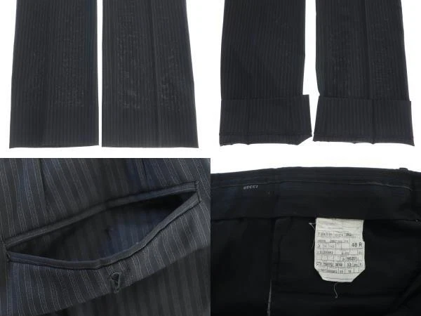 GUCCI Tom Ford epoca rigato lana prese d'aria laterali set up tuta singola 48R nero