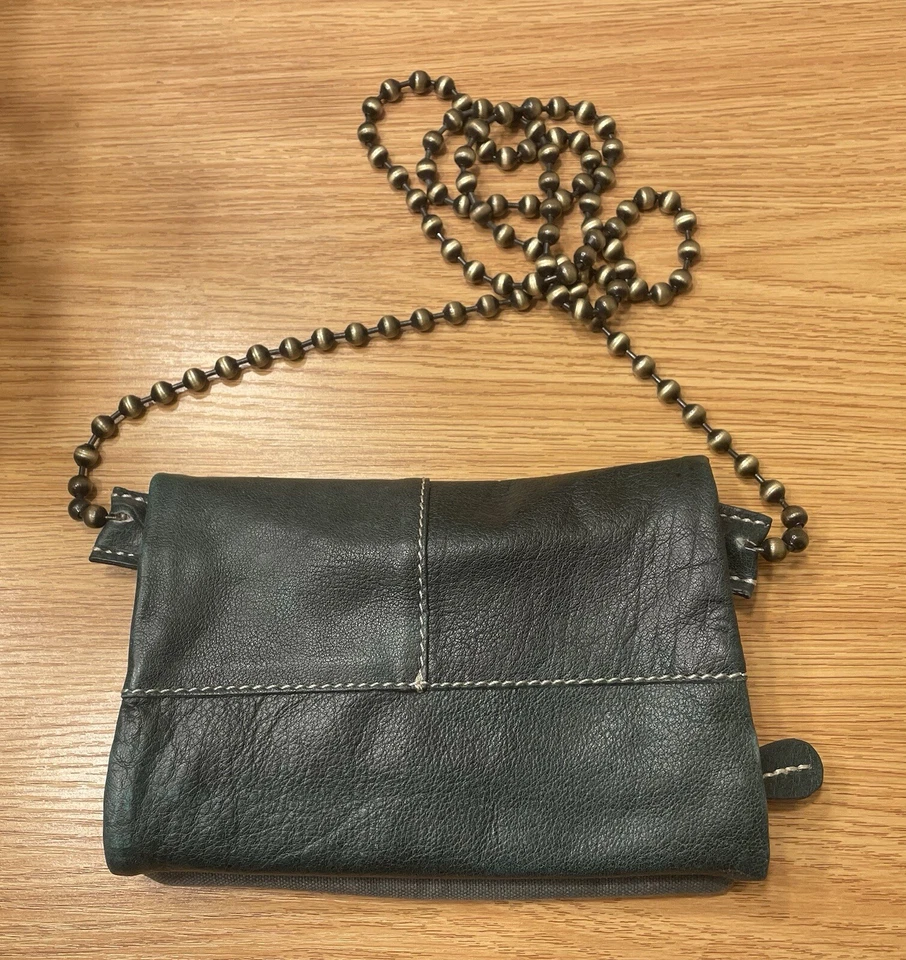 Free People Green Leather Beaded Gold Chain Cross Body Bag NWOT - Image 2 of 3