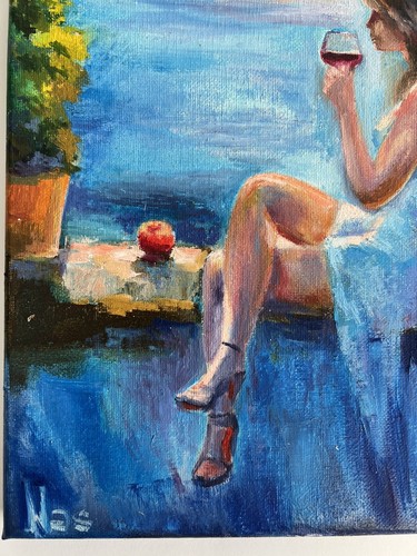 Venice promenade, 9x12 inch, Original Painting Oil, Wall Art Decor, Handmade Gif - Picture 3 of 7