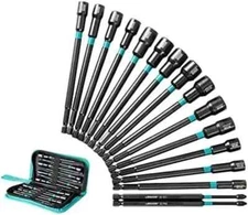 Libraton 16PCS Magnetic Nut Driver Set, Long Nut Drivers 6INCH, Metric & SAE Nut