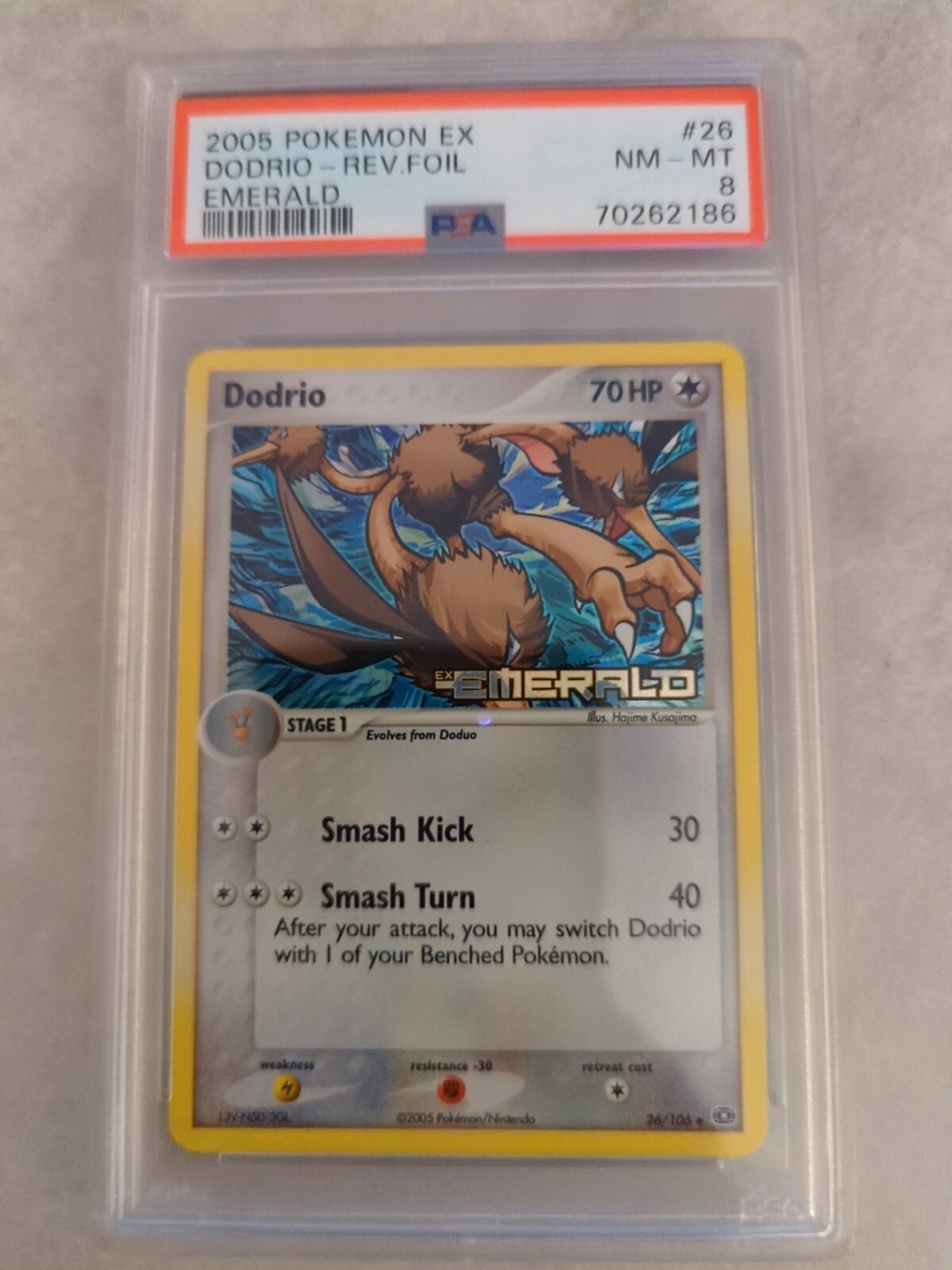 Pokemon TCG Card - Dodrio - EX Emerald 26/106 Reverse HOLO Stamped - PSA 8