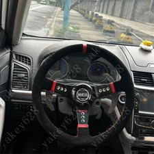 Jdm 14inch Sparco Steering Racing Car Suede Leather Deep Dish Steering Wheel Jdm 14inch Sparco Steering Racing Car Suede Leather Deep Dish Steering Wheel