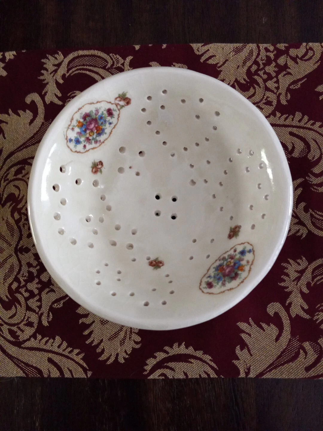 Berry Colander, Art Pottery, 6.5" Diameter, 3.6" Height, Ivory Color, Spring...