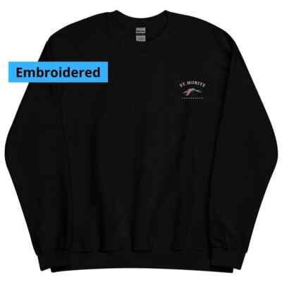 St Moritz Embroidered Sweater Ski Resort Black Colour Travel Vintage Style 90s