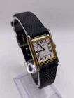 Vintage Seiko Slim Tank Ladies Black Leather Wrist Watch 1400-5039 New Batt