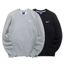 Nike Club TF Mens Pullover Crewneck Sweatshirt Terry Mini Swoosh ✅Asian Sizes