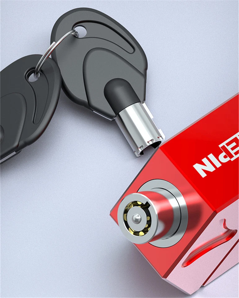 Bloqueo antirrobo moto scooter casco manillar bloqueo fijo accesorios rojo Foto 4 de 4