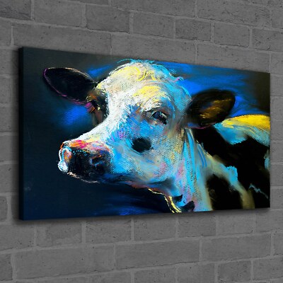 Canvas Wandbild Leinwand Bilder 120x60 Kunst Bild Farm der Tiere Malerei Kuh