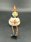 Vintage Style Halloween Resin Shelf Sitter Witch Pumpkin Spooky Scary Decor