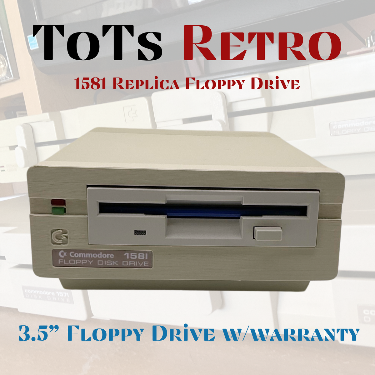 New Commodore 1581 Disk Drive Replica 3.5” W/ Power Supply and