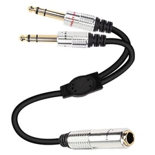 6.35mm 1/4 TRS Headphone Splitter Cable,1/4 inch TRS Female to Dual Stereo Ma...