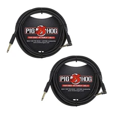PC-H10BKR 1/4 Right-Angle to 1/4 Black Woven Guitar Instrument Cable, 10 Feet