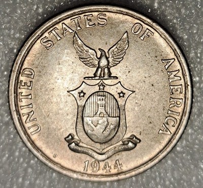1944 S Philippines Silver 50 Centavos