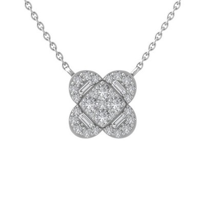 Halskette mit Anhänger 0,4 kt natürlicher Diamant 925 Sterlingsilber 18 Zoll Kette