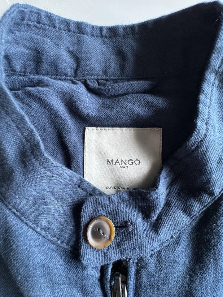 MNG Mango Man Linen Cotton Bomber Jacket Medium - Image 2 of 4