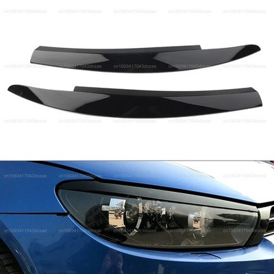 Black Car Head Light Lamp Eyebrow Eyelid Cover Trim For VW Scirocco 2009-2017
