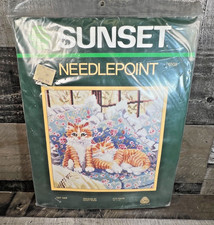 Vintage CAT NAP Needlepoint Kit 6508,1985, Two orange cats napping Complete
