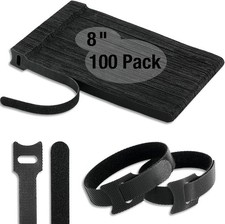 100 PCS 8 Inch Black Reusable Cable Ties Organizer