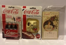 Vintage 90s Coca-Cola Fridge Magnet Lot Of 3 Bottles, Polar Bear, Calendar Read!